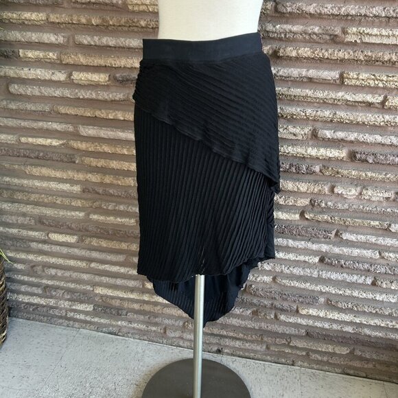 Hard Tail Forever Black Mini Pleated Asymmetrical Tiered Skirt Size Small - Picture 2 of 7
